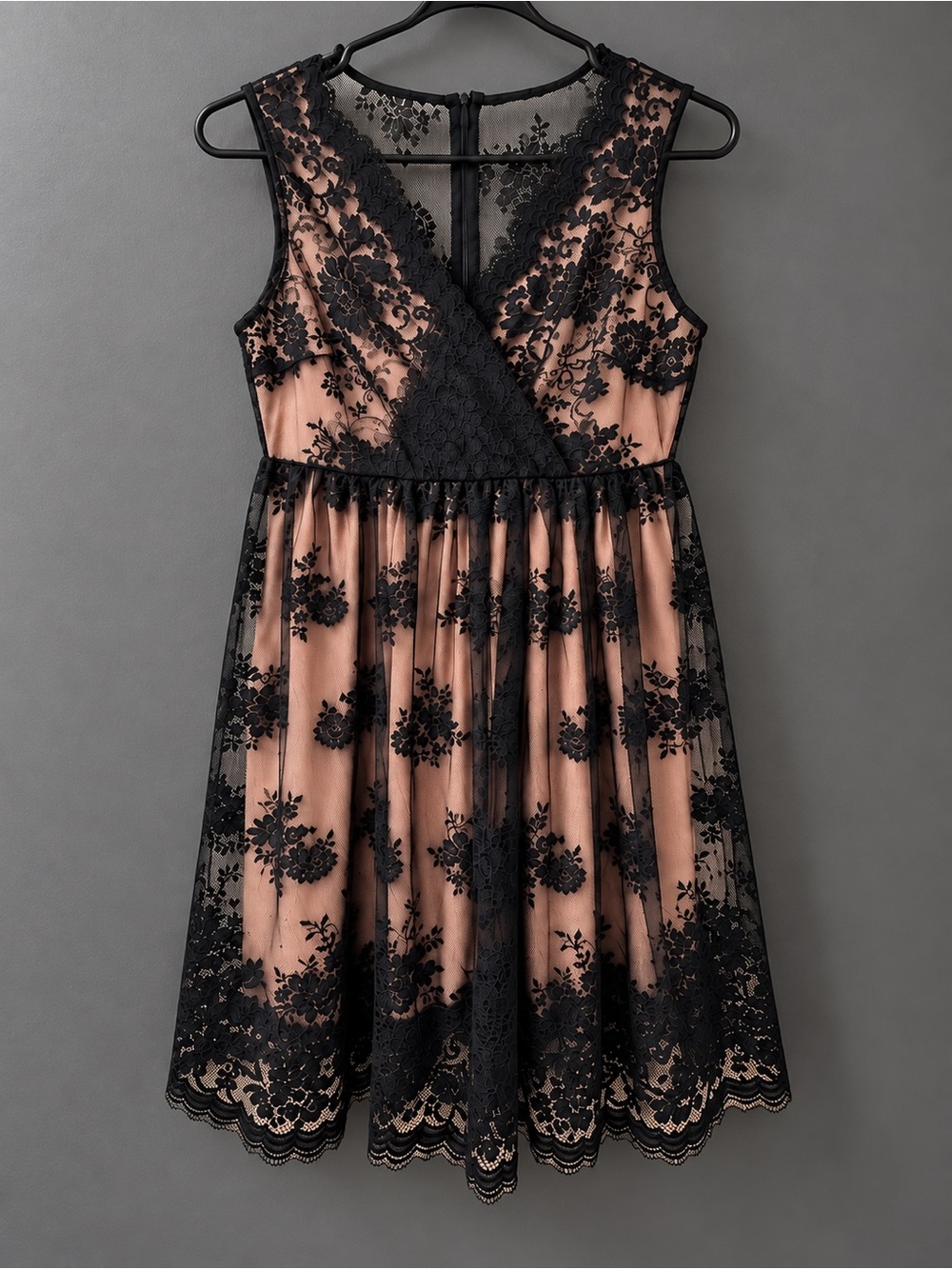 Retro Stage Black Lace Blush Midi Dress Size 10